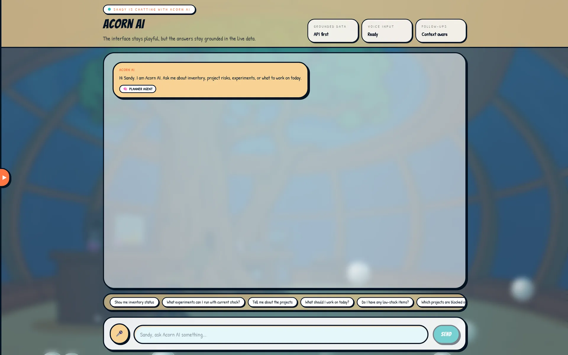 واجهة محادثة Acorn AI